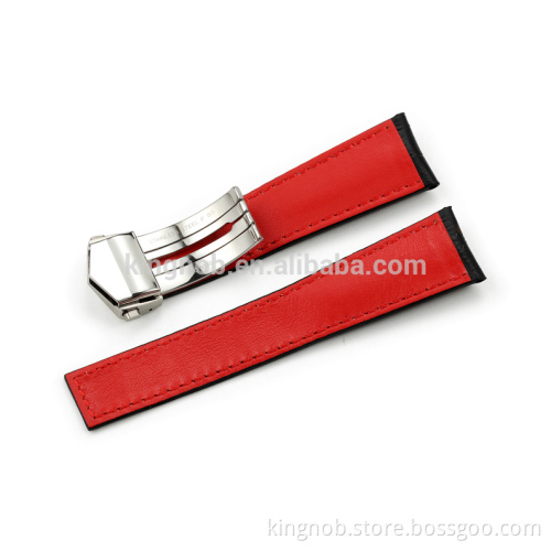 2016 Newest High Quality Handmade Calf Leather Watch Strap Deployment Buckle For TAG Watch Band